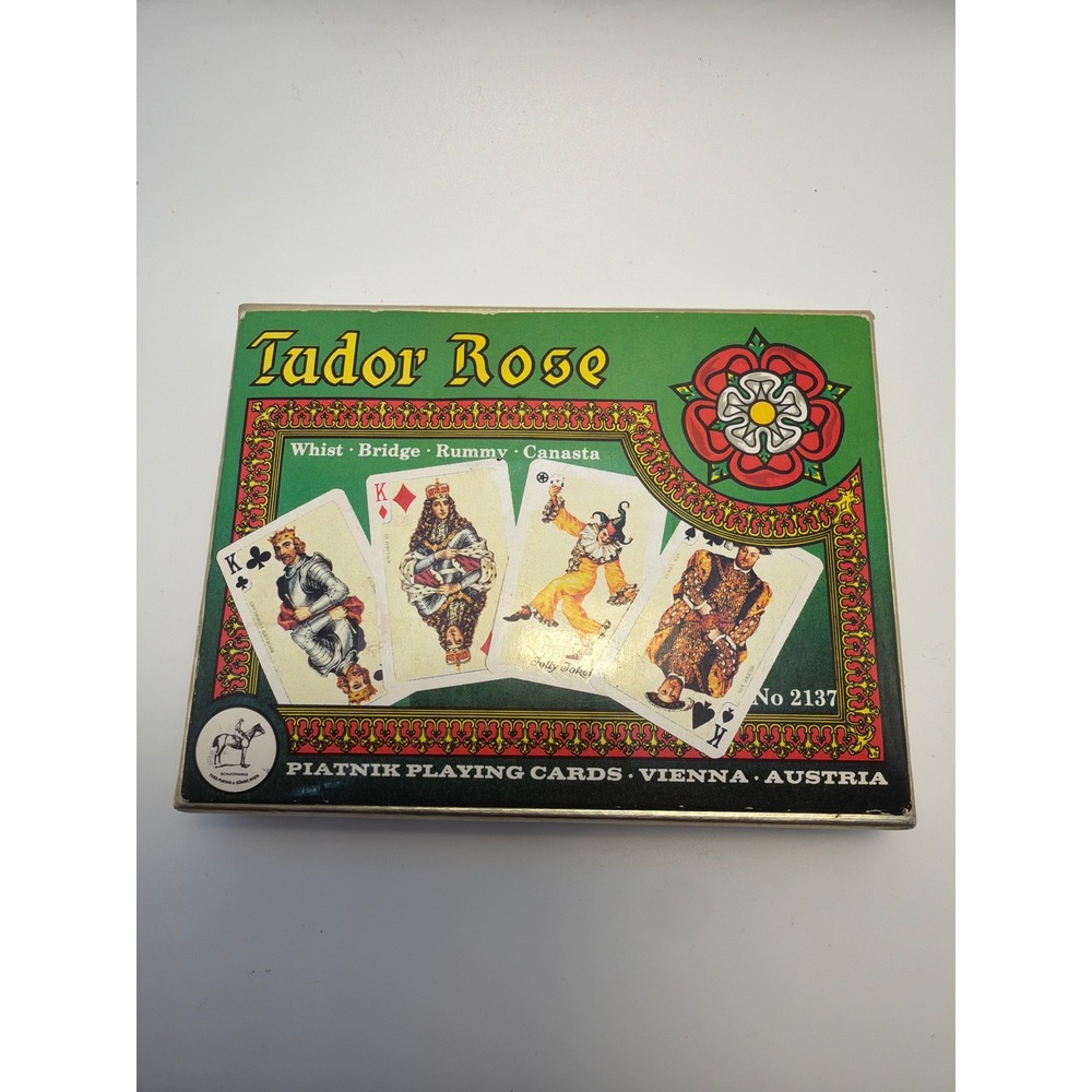 Vintage Piatnik Tudor Rose Playing Cards 2 Decks Vienna Austria No 2137 Bridge